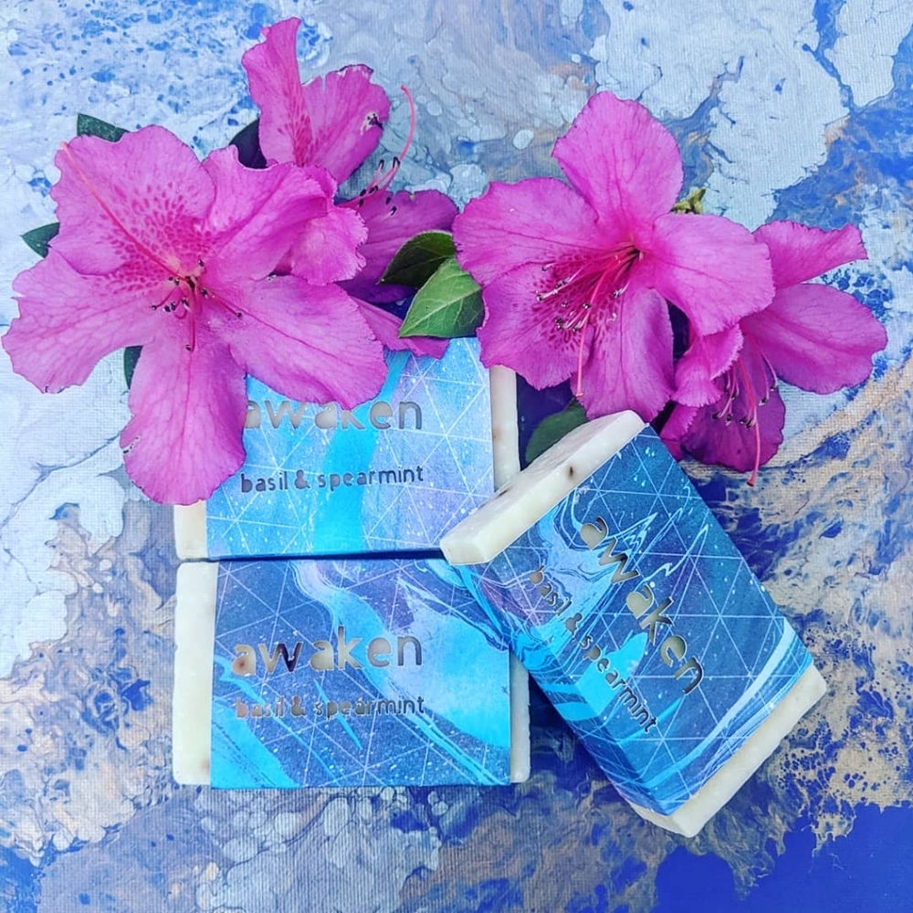 Handmade basil spearmint soap bars!